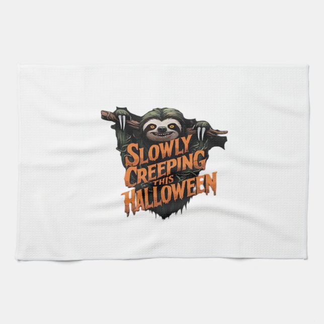 Slowly Creeping This Halloween - Creepy Sloth Clas Geschirrtuch (Horizontal)
