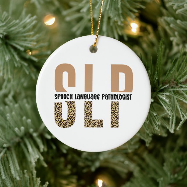 SLP cheetah print Speech language pathologist gift Keramik Ornament (Baum)