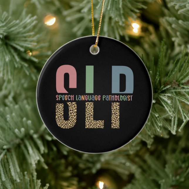 SLP Cheetah Print Speech Sprachpathologe Geschenk Keramik Ornament (Baum)