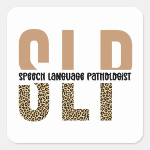 SLP Cheetah Print Speech Sprachpathologe Geschenk Quadratischer Aufkleber