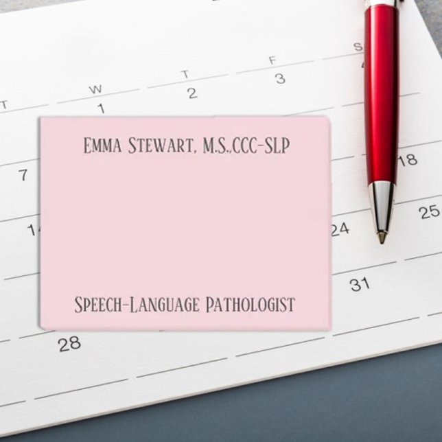 SLP (Speech Language Pathologe) Beitrag, den es no Post-it Klebezettel (Von Creator hochgeladen)