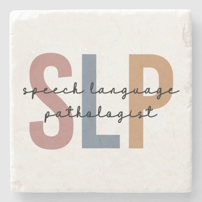 SLP-Sprachpathologe Retro Steinuntersetzer (Vorderseite)