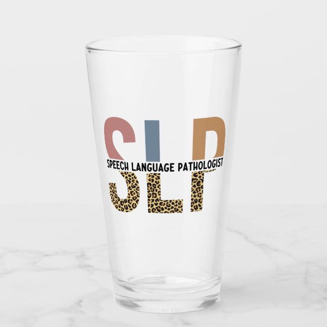 SLP-Sprecher Pathologe Leopard Print Typografy Glas (Vorderseite)