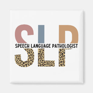 SLP-Sprecher Pathologe Leopard Print Typografy Magnet