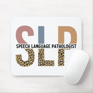 SLP-Sprecher Pathologe Leopard Print Typografy Mousepad