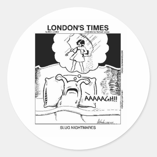 Slug Nightmares Funny Cartoon Geschenke & T-Shirts Runder Aufkleber (Vorderseite)