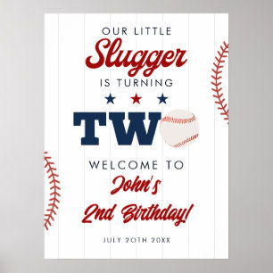 Slugger Baseball 2. Geburtstag Willkommensschild Poster