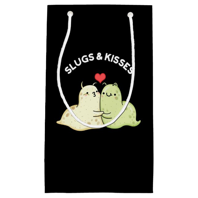 Slugs and Kisses Funny Slug Pun Dark BG Kleine Geschenktüte (Vorderseite)