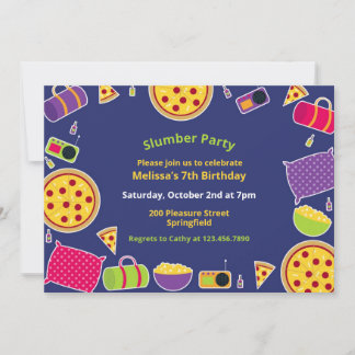 Slumber Birthday Party Flat Einladung