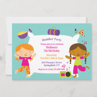 Slumber Birthday Party Flat Einladung