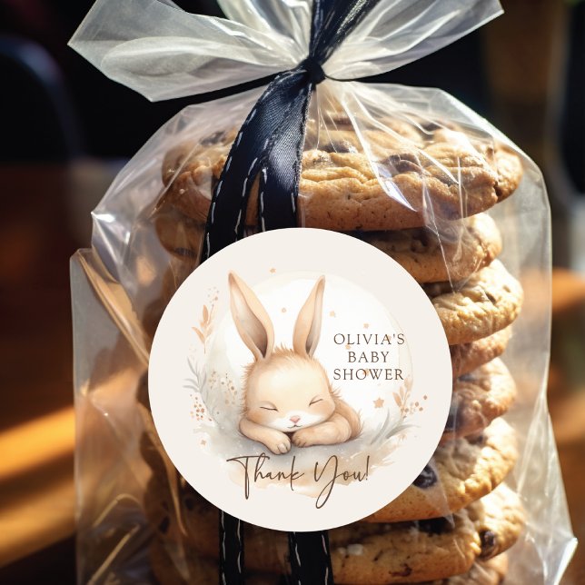 Slumber Bunny Baby Dusche Runder Aufkleber (Von Creator hochgeladen)