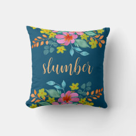 "Slumber" mit modernen Wasserfarben-Florals auf Aq Kissen