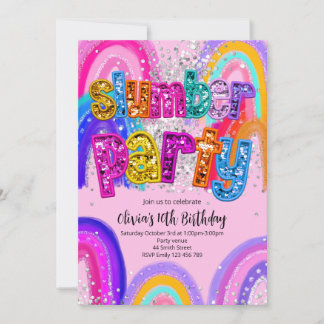 Slumber Party Birthday Invitation Einladung