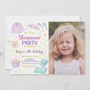 Slumber Party Geburtstag Einladung mit Foto