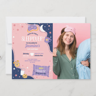 Slumber Party Geburtstagsschlaf Niedliche Girls ro Einladung