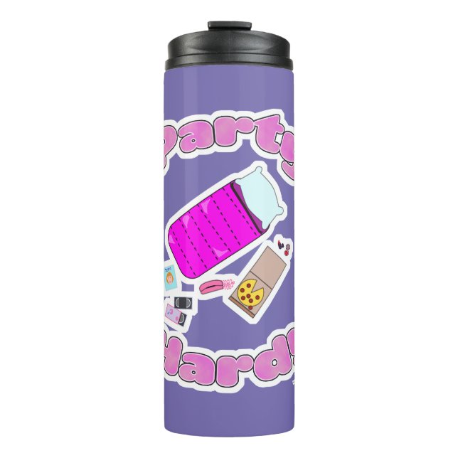 Slumber Party Hard Funny Slogan Cartoon Spaß Thermosbecher (Vorderseite)