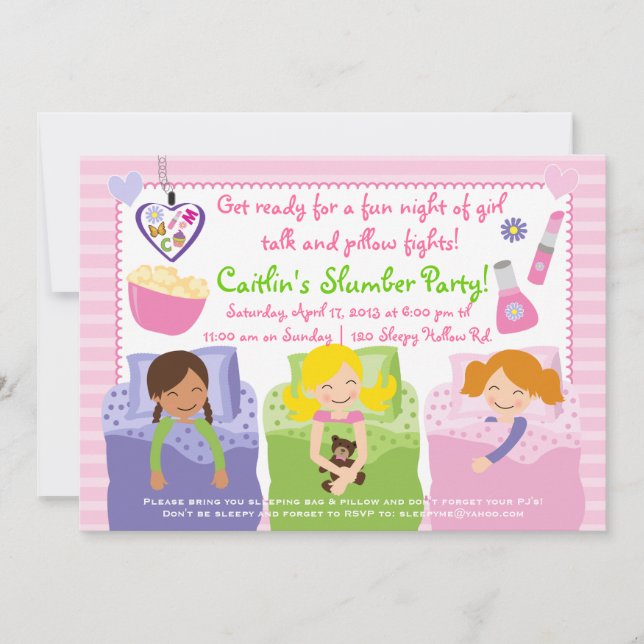 SLUMBER PARTY MIT MEINEN FREUNDEN! EINLADUNG (Vorderseite)