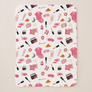 Slumber Party Pink Girl Kindermuster Sherpadecke