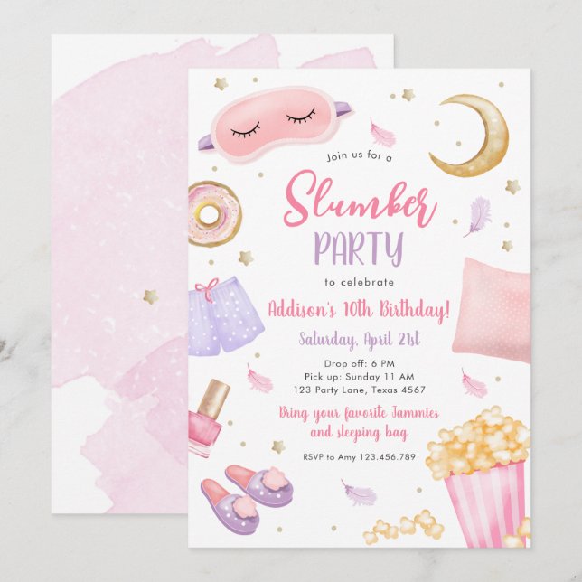Slumber Party Sleepover Girl Wellness-Center Pink  Einladung (Vorne/Hinten)