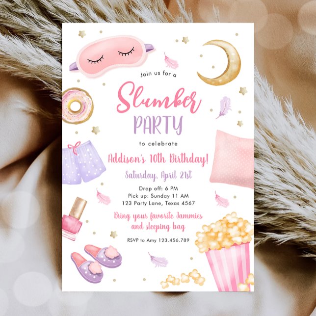 Slumber Party Sleepover Girl Wellness-Center Rosa  Einladung (Von Creator hochgeladen)
