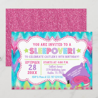 Slumber Party Sleepover Pastel Rainbow Geburtstag Einladung