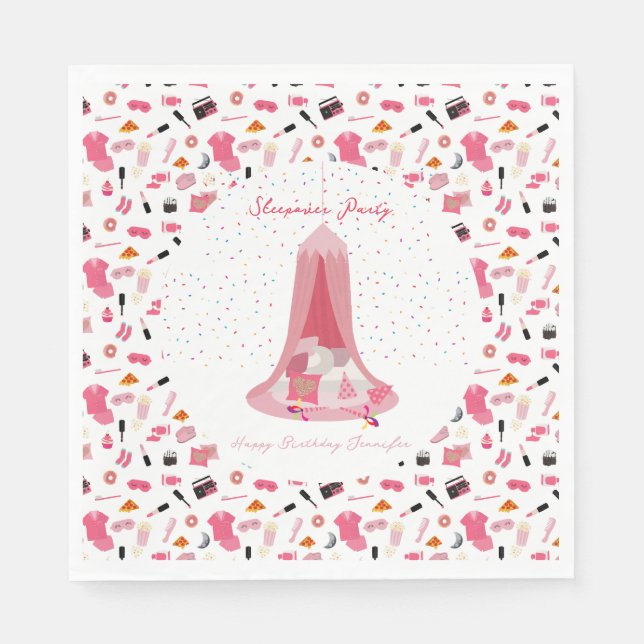 Slumber Party Sleepover Zelt Kindergeburtstag Part Serviette (Vorderseite)