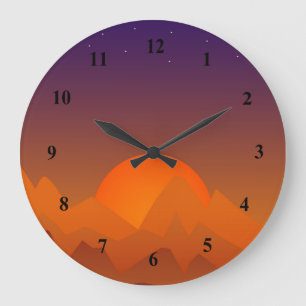Slumbering Hills Southwest Landscape Art Sunset Große Wanduhr