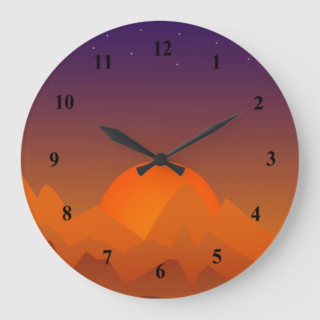 Slumbering Hills Southwest Landscape Art Sunset Große Wanduhr (Vorderseite)