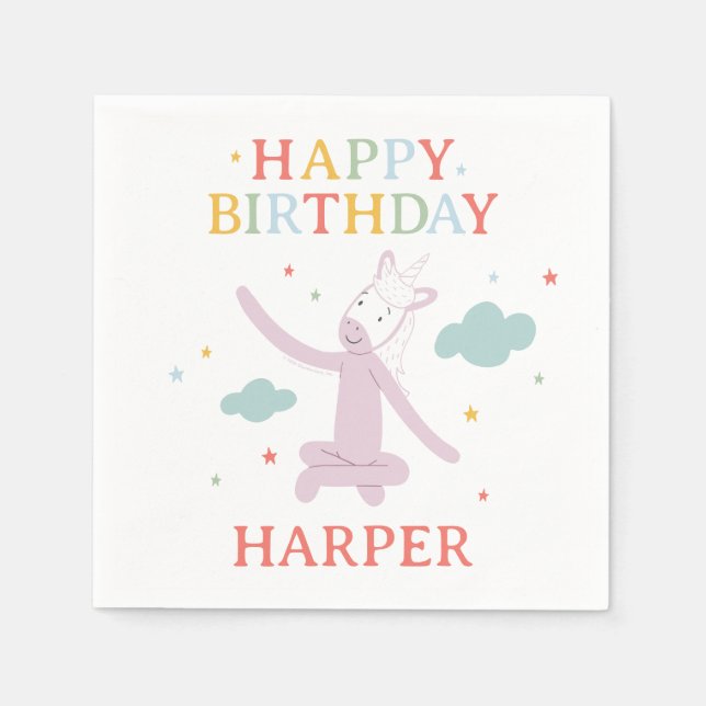Slumberkins Unicorn Birthday Serviette (Vorderseite)