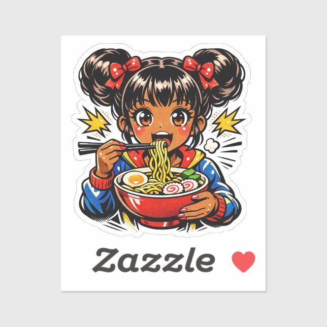 Slurp Nom Anime Girl Ramen Noodles Aufkleber (Blatt)