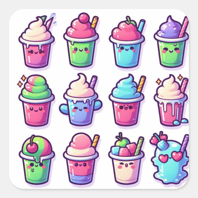 Slushies Quadratischer Aufkleber (Vorderseite)