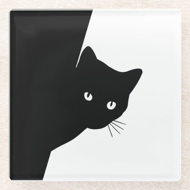 Sly Black Cat Glasuntersetzer (Vorderseite)
