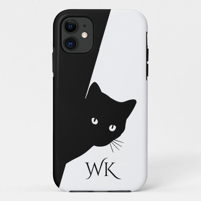 Sly Black Cat Monogram Case-Mate iPhone Hülle (Rückseite)
