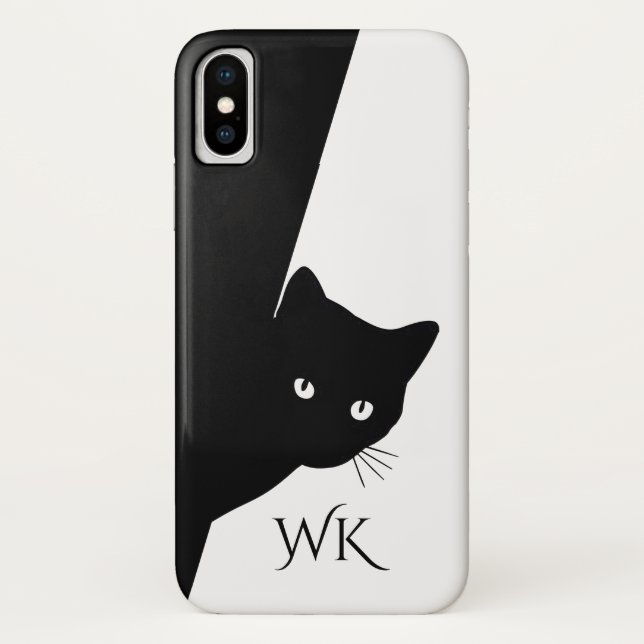 Sly Black Cat Monogram Case-Mate iPhone Hülle (Rückseite)