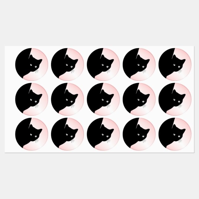 Sly Black Cat Pink Etiketten (Blatt)