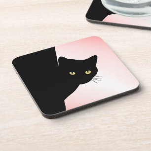 Sly Black Cat Pink Getränkeuntersetzer