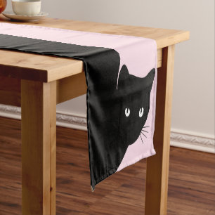 Sly Black Cat Pink Großer Tischläufer