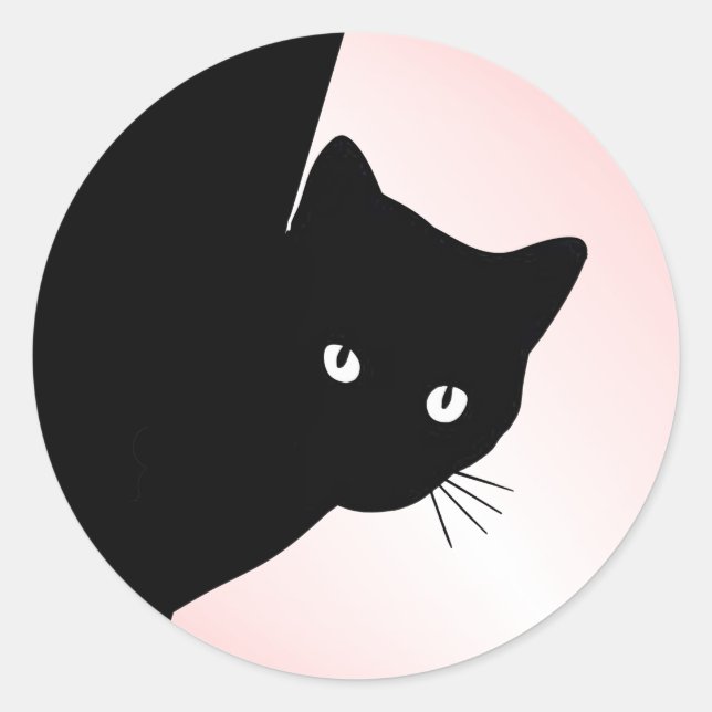 Sly Black Cat Pink Runder Aufkleber (Vorderseite)
