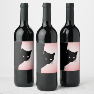 Sly Black Cat Pink Weinetikett