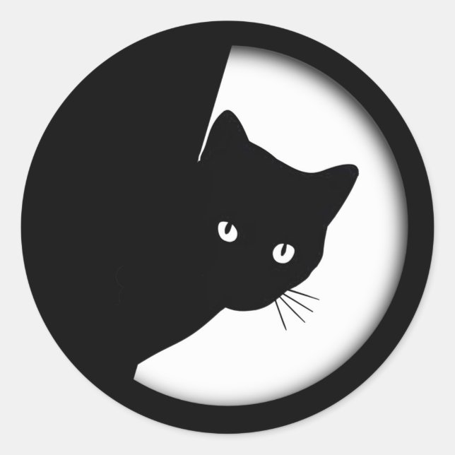 Sly Black Cat Runder Aufkleber (Vorderseite)