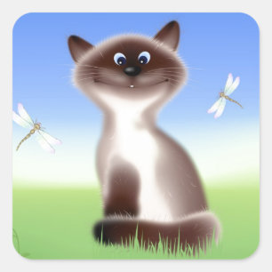 Sly Cat Quadratischer Aufkleber