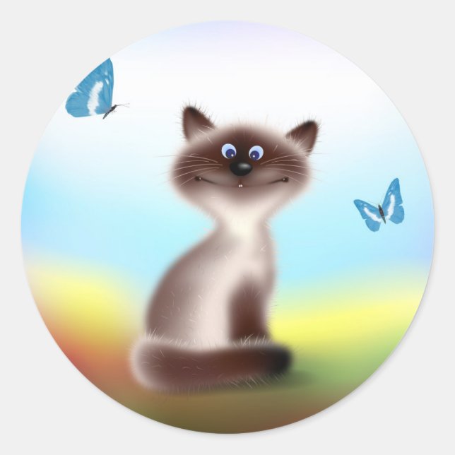 Sly Cat Runder Aufkleber (Vorderseite)