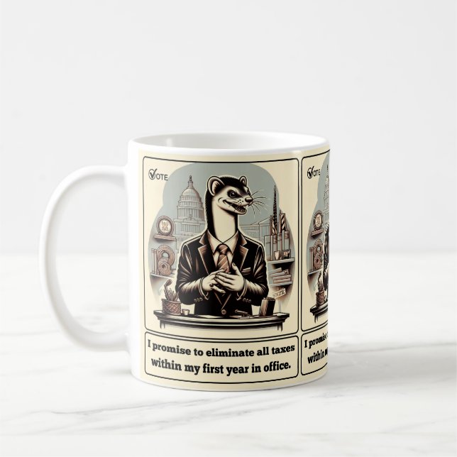 Sly Deals: Der verrückte Weasel-Politiker Kaffeetasse (Links)