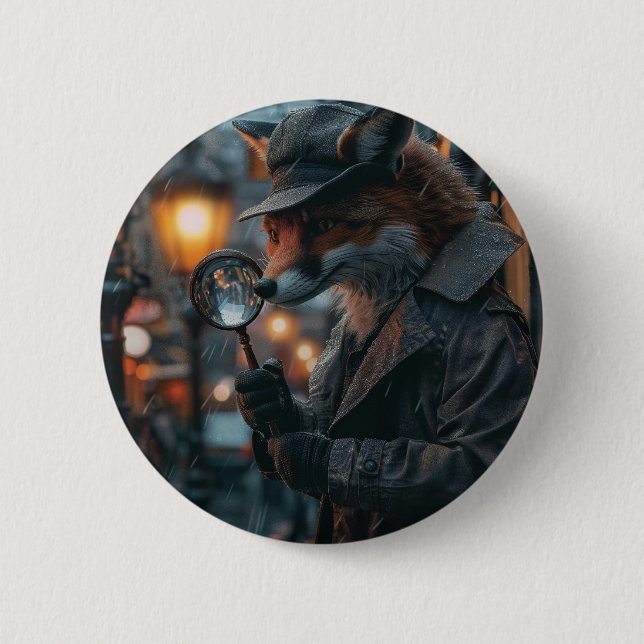 Sly fox Detektiv in noir Einstellung Button (Vorderseite)