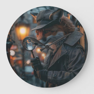 Sly fox Detektiv in noir Einstellung Große Wanduhr