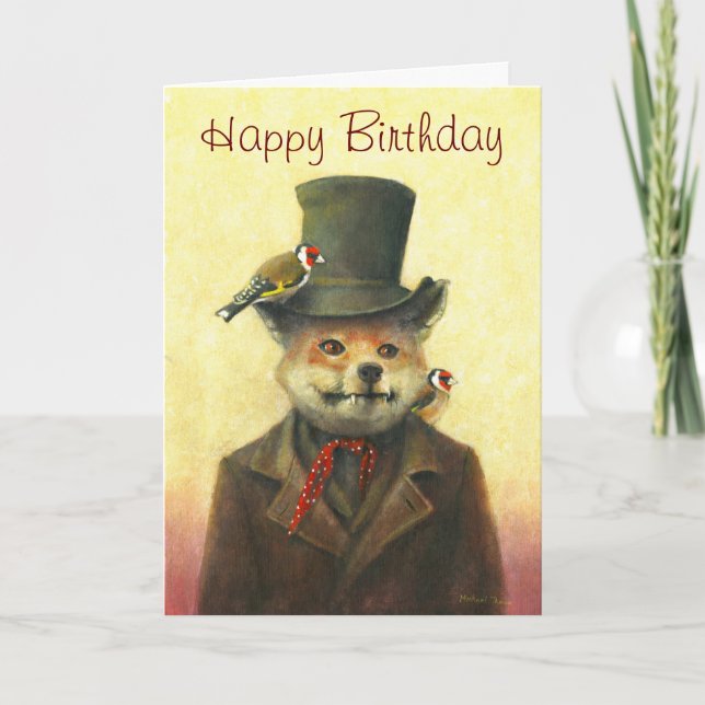 Sly Fox und Goldfinch Grüße Card Dankeskarte (Vorderseite)