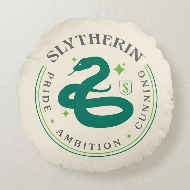 SLYTHERIN™ Green Snake House Pride Abzeichen Rundes Kissen (Vorderseite)
