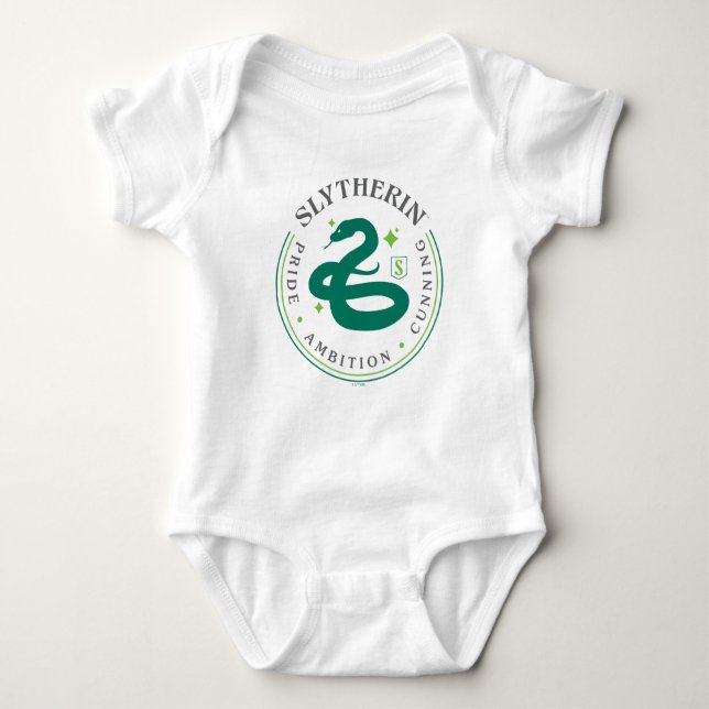 SLYTHERIN™ Green Snake House Pride Badge Baby Strampler (Vorderseite)