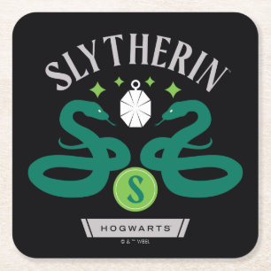 SLYTHERIN™ House Doppelschlangen-Anhänger Grafik Rechteckiger Pappuntersetzer