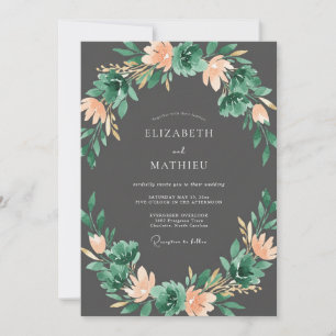 Smagagatin Hochzeit Emerald Peach Botanischer Torb Einladung